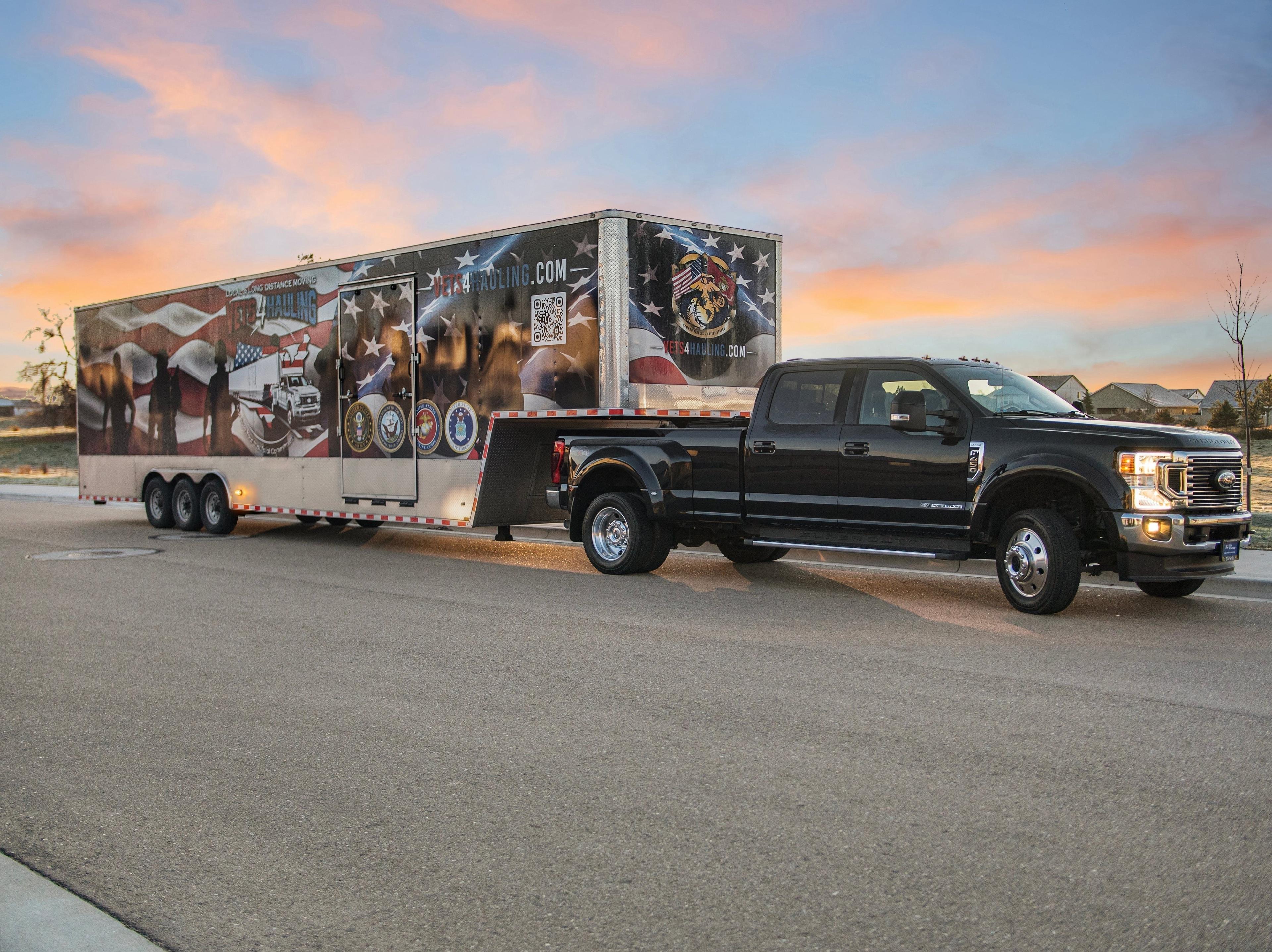 Vets4Hauling Truck at Dusk