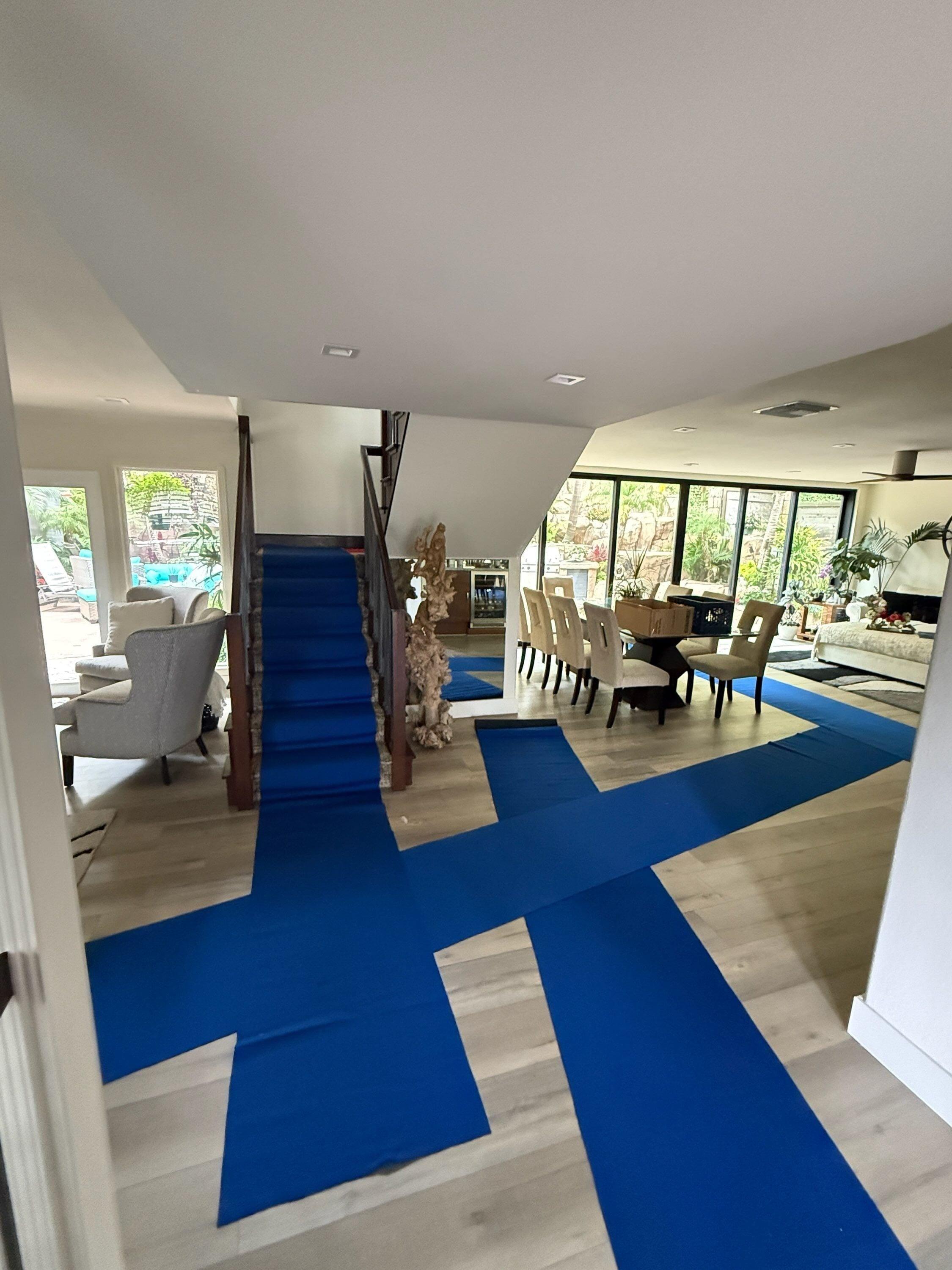 Stairway protection with blankets